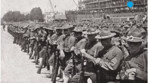 Soldiers holding their rifles