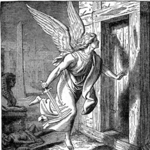 An angelic figure holding a knife