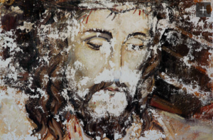 DIstorted painting of the jesus