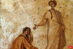 Wall painting depicts two people