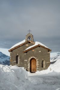 A church covered in snow