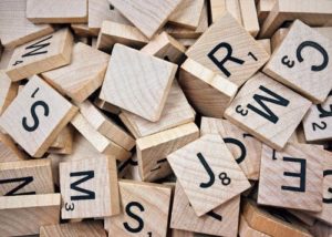 English alphabets on wooden blocks