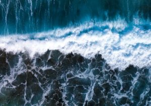 Aerial view of waves in ocean